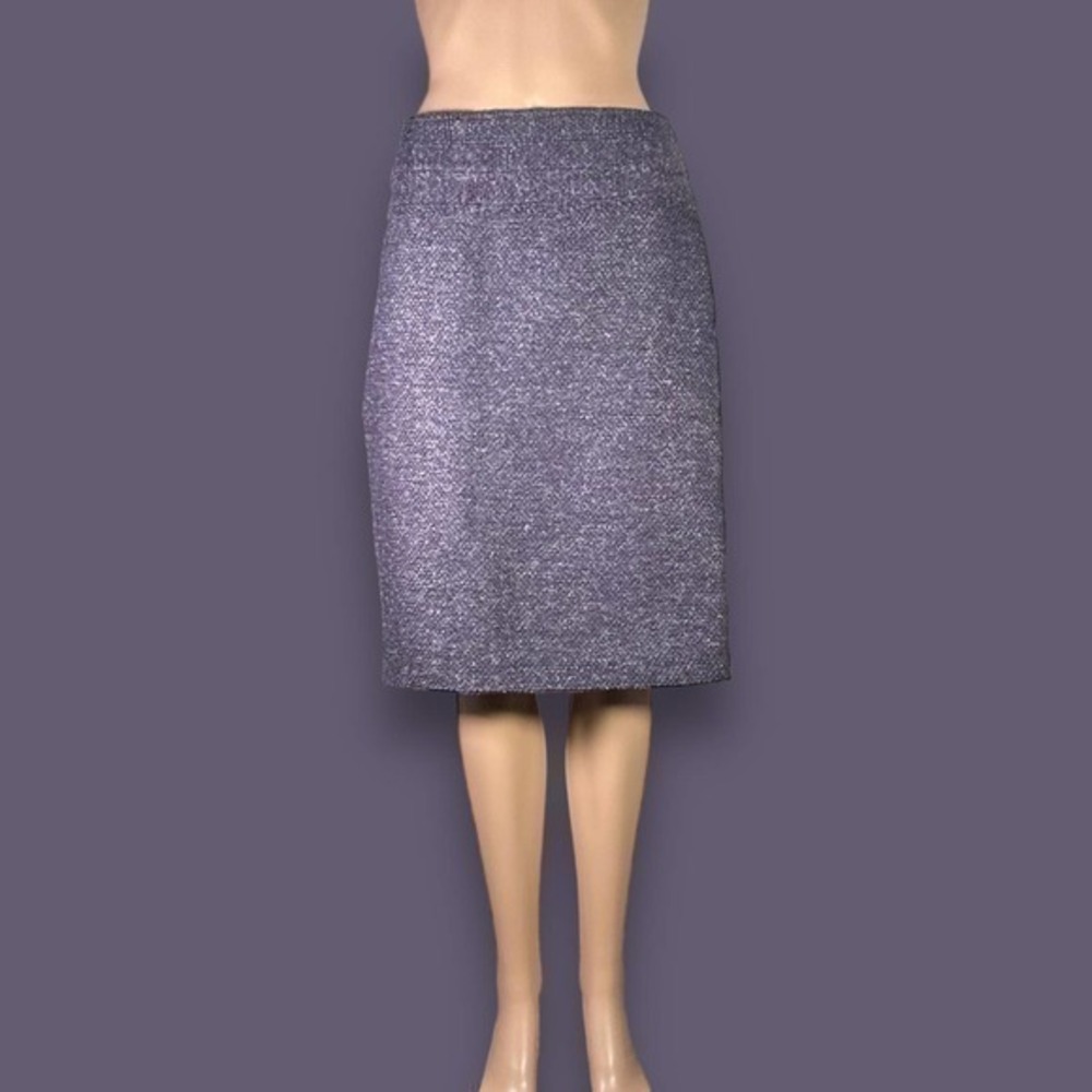 NWT Adrienne Vittadini, Black, Purple Knee Length Tweed Skirt Sz 12 - "Kaitlin"